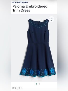 41 Hawthorn Paloma Embroidered Trim Dress - Navy with Teal Accents